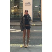 Short court en maille tricot transparente noire, Noir