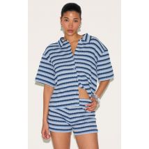 Chemise texturée bleue à rayures, Bleu