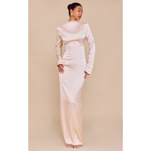 Femme PLT Label Robe longue satinée huître à dos bénitier | Taille 38