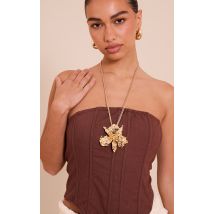 Collier à fleur XXL dorée effet aluminium, Doré