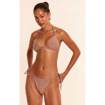 Femme Bas de maillot de bain gris pierre noué sur les côtés à fines rayures | Taille 42