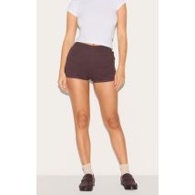 Micro short en jersey côtelé chocolat, Chocolat