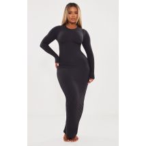 Shape Robe longue sculpt noire à manches longues, Noir