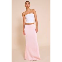 Jupe longue fluide satinée rose, Rose