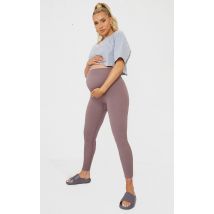 Maternity Mauve Contour Bump Support Ribbed Leggings