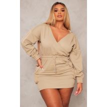 Shape Stone Washed Oversized Hoodie Sweat Dress, Stone