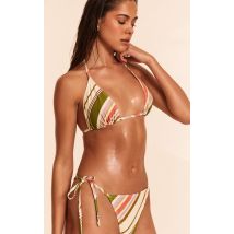Haut de maillot de bain triangle multicolore à rayures diagonales, Multicolore