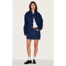 Mini-jupe en jean rigide indigo, Indigo