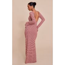 Robe longue texturée rouille à dos rond et manches longues, Rouille