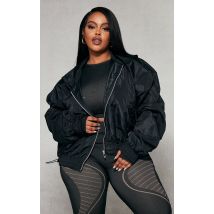 Plus Bomber léger noir en nylon texturé, Noir