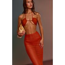 Jupe de plage longue en mesh rouille, Rouille
