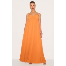 Petite Robe longue orange plissée, Orange