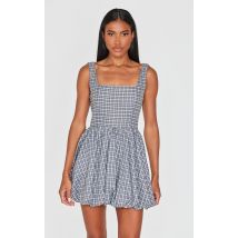 Robe bouffante grise à carreaux, Gris