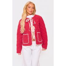 Veste légère matelassée rouge à détails cousus, Rouge