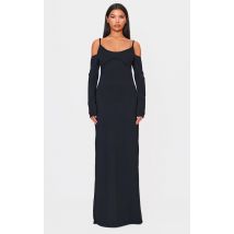 Robe longue noire à détail bralette, Noir