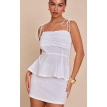 Jupe courte ivoire taille mi-haute, Ivoire