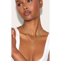 Collier doré en perles à pendentif coquillage, Doré