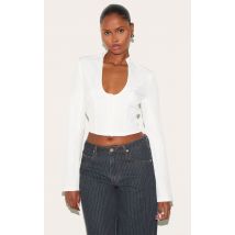 Chemise blanche à col rond décolleté, Blanc