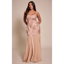 Shape Nude Tonal Sequin Dropped Hem Maxi Dress