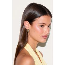 Boucles d'oreilles créoles dorées à double contraste, Doré