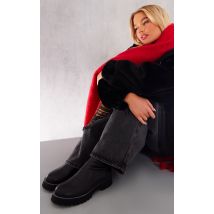 Bottines style chaussettes rondes chunky  noir à strass, Noir