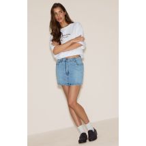 Mini-jupe en jean stretch bleu clair, Bleu Clair