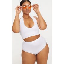 Plus Ensemble de maillot de bain blanc à haut dos nu et bas taille haute, Blanc