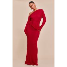 Jupe longue en maille filigrane rouge, Rouge