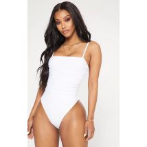 Femme Shape Body string blanc éclatant en mesh froncé | Taille 46