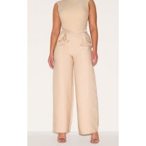 Shape Pantalon large tissé sable à taille haute et ceinture, Sable