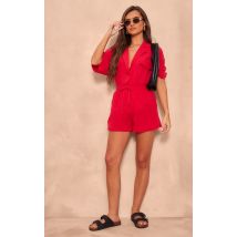Short fluide léger en maille rouge cerise, Rouge cerise