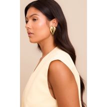 Boucles d'oreilles lisses plaquées or en forme de coeur, Doré