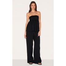 Combinaison bustier noire à détail péplum, Noir