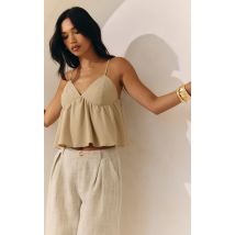 Débardeur fluide tissé beige, Beige