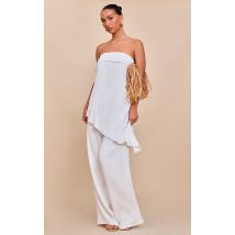 Pantalon large texturé blanc, Blanc