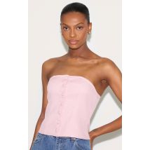 Bandeau Boutonné Tissé Rose, Rose
