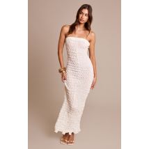 Cream Crinkle Textured Jersey Bandeau Maxi Dress, Cream