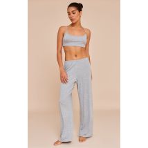 Petite Grey Marl Pointelle Pj Trousers, Grey Marl