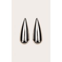 Boucles d'oreilles fines argentées en goutte d'eau à clous, Argenté