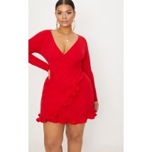 Plus Robe portefeuille volantée rouge, Rouge