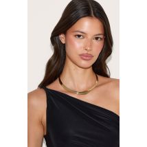 Collier ras-de-cou en métal texturé doré, Doré