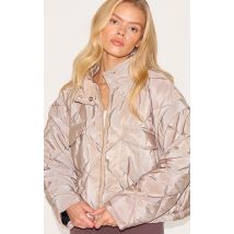 Veste courte matelassée taupe, Taupe