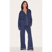 Ensemble de pyjama en jersey bleu marine à liserés contrastants, Bleu Marine