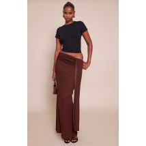 Chocolate Double Layer Onion Skin Drape Detail Maxi Skirt, Navy