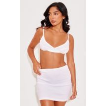 Petite Bralette blanche côtelée à détail coutures, Blanc