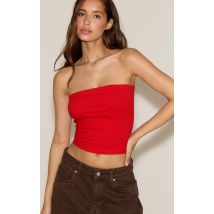 Top bandeau en coton doux rouge tomate, Rouge Tomate