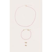 Coffret cadeau de bijoux style tennis roses plaqués en or véritable, Doré