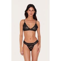 Soutien-gorge basique en dentelle noire, Noir