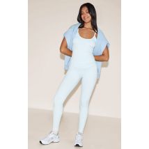 Leggings de Gym Sculpt Bleu Layette à Taille Enveloppée, Bleu Ciel