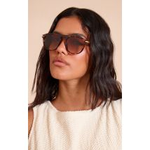 Lunettes de soleil style aviateur angulaires en écailles, Ecaille